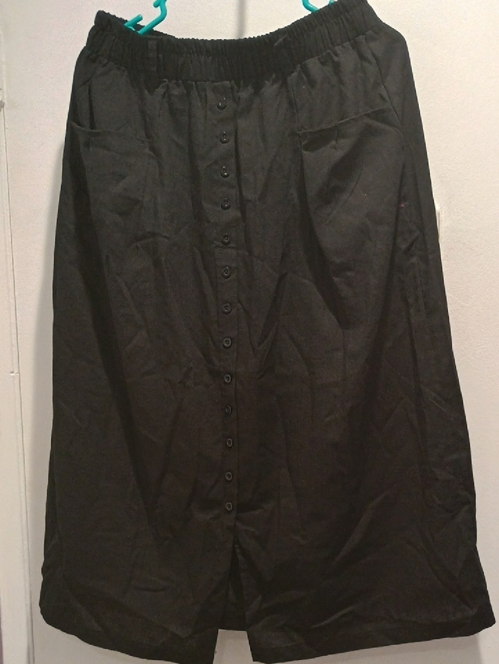 NWOT Black Button-Front Women's Cotton linen Skirt